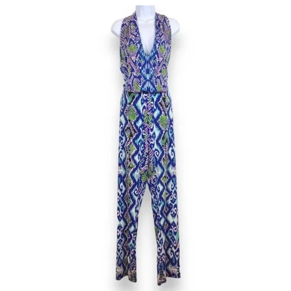 Hale Bob gardenia adjustable neck halter jumpsuit
